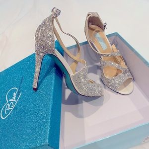 BLUE by Betsey Johnson crystal encrusted heel